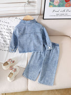 Conjunto Infantil Jeans Lacinhos