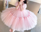 Vestido De Festa Infantil de Tule Rosa Princesa