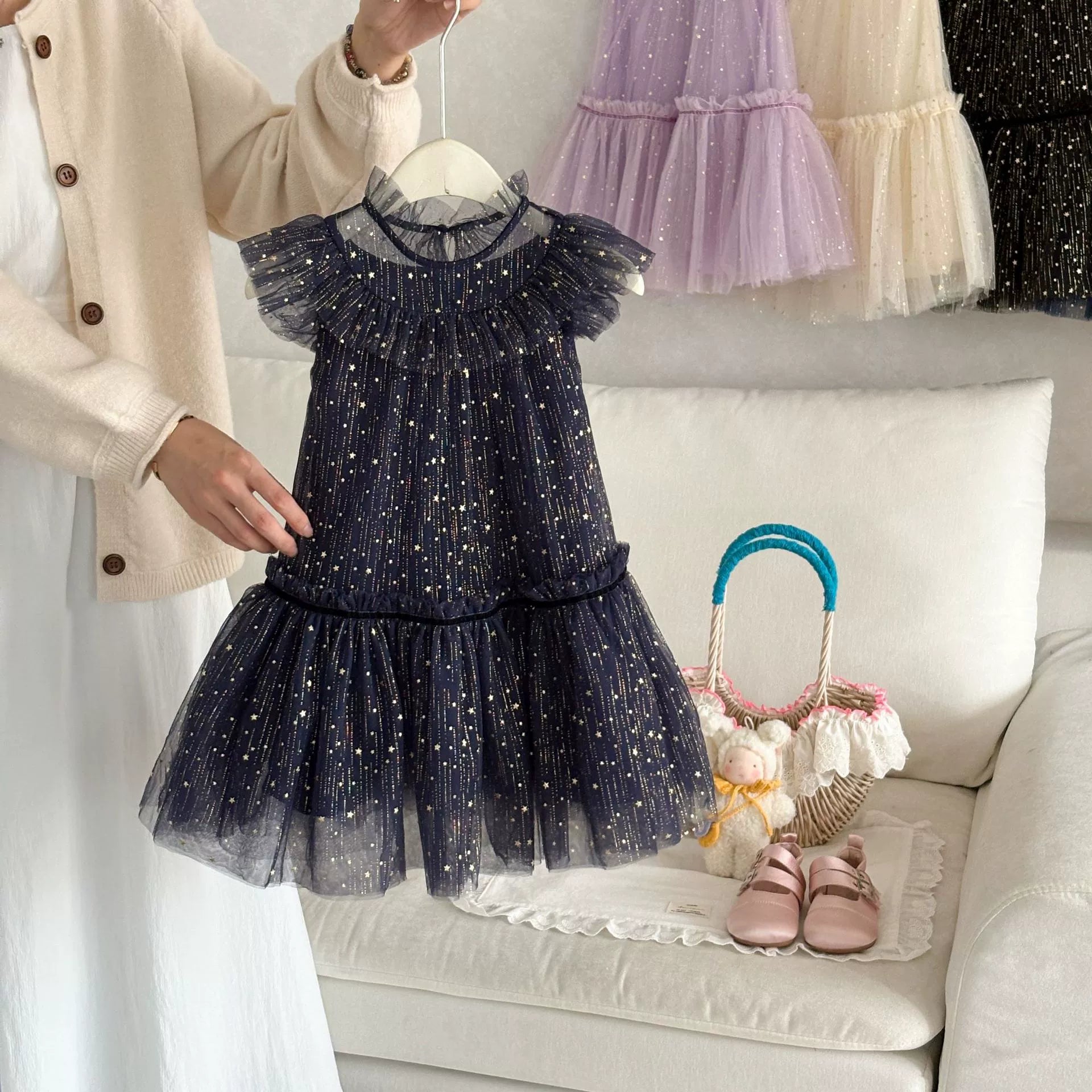 Vestido Infantil Tule com Estrelinhas