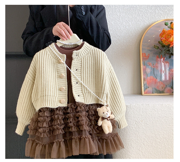 Conjunto Infantil Casaco + Vestido Tule