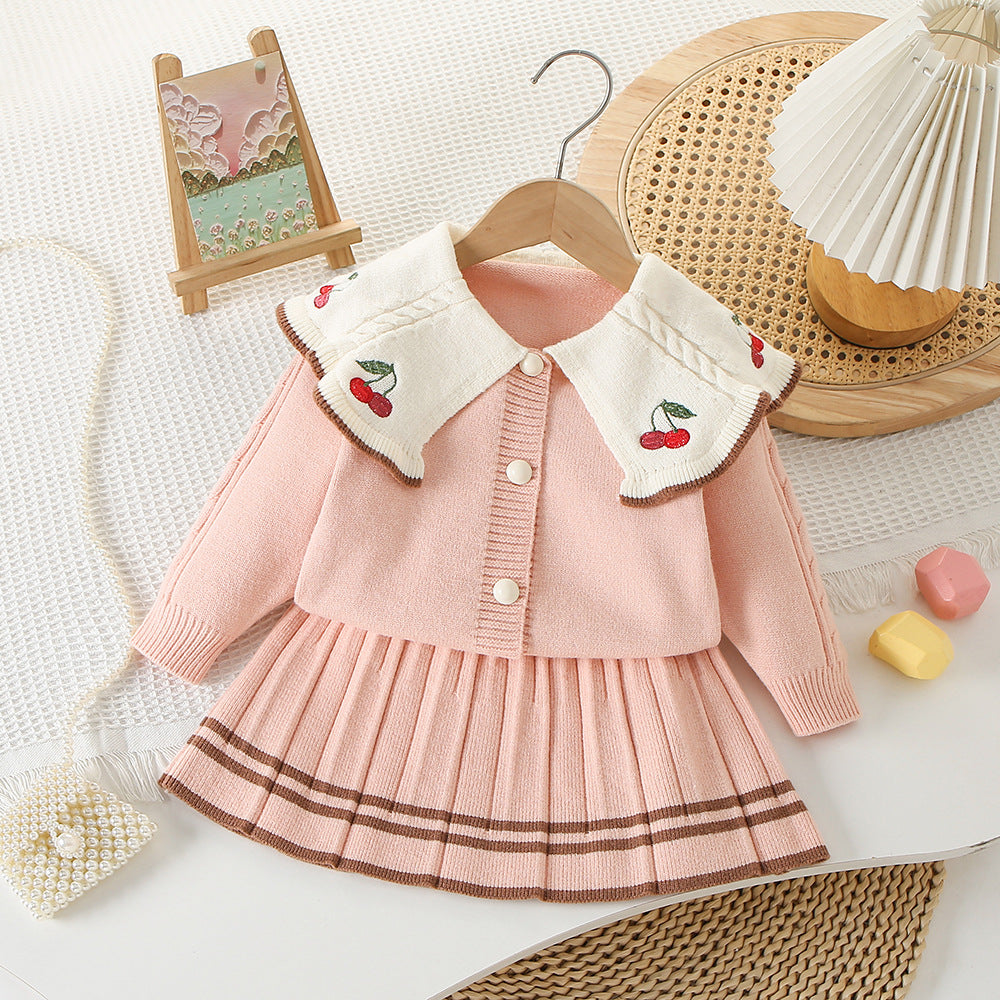 Conjunto Infantil Tricô Cerejinhas