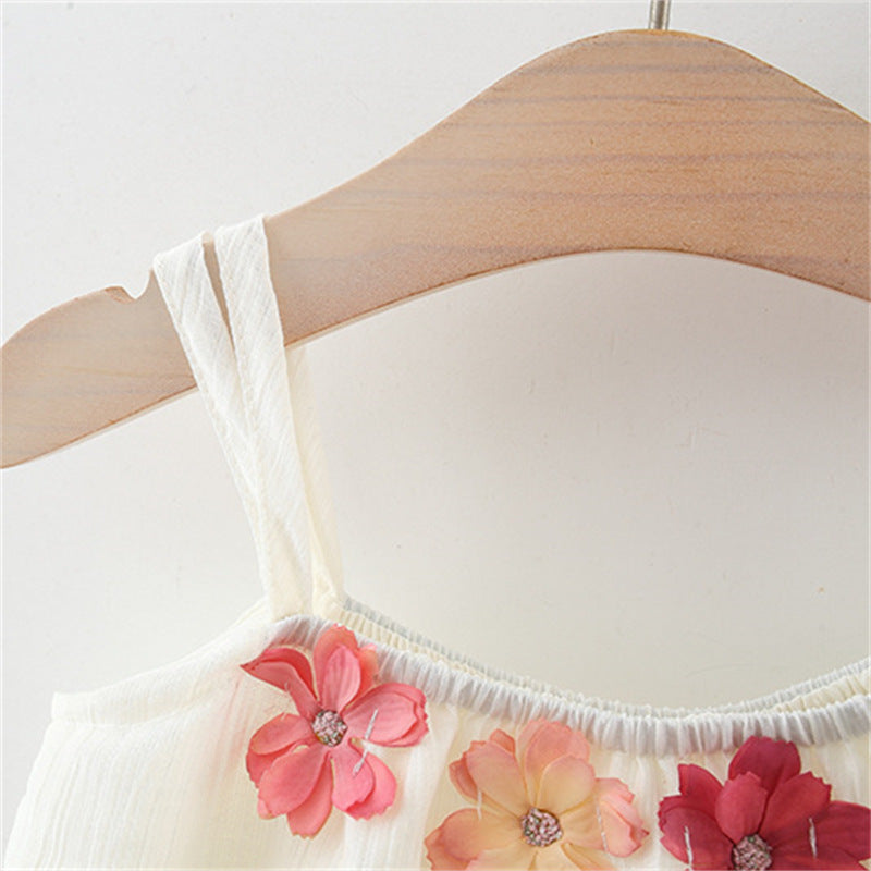 Vestido Infantil com Flores + Chapéu