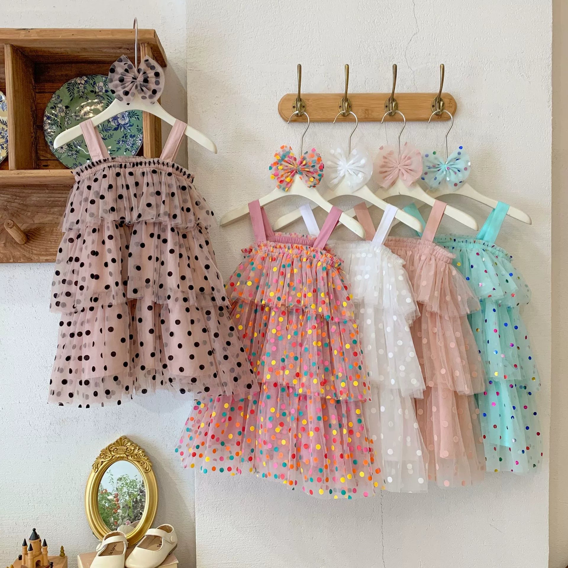 Vestido Infantil Tule Poá