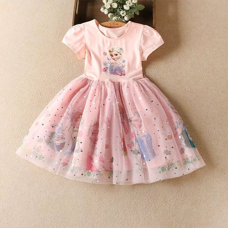 Vestido Infantil Frozen com Tule