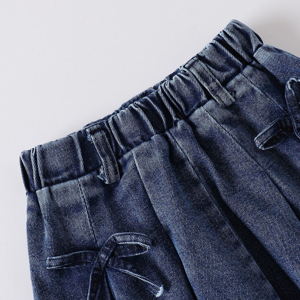 Conjunto Infantil Jeans Florzinha Lacinhos