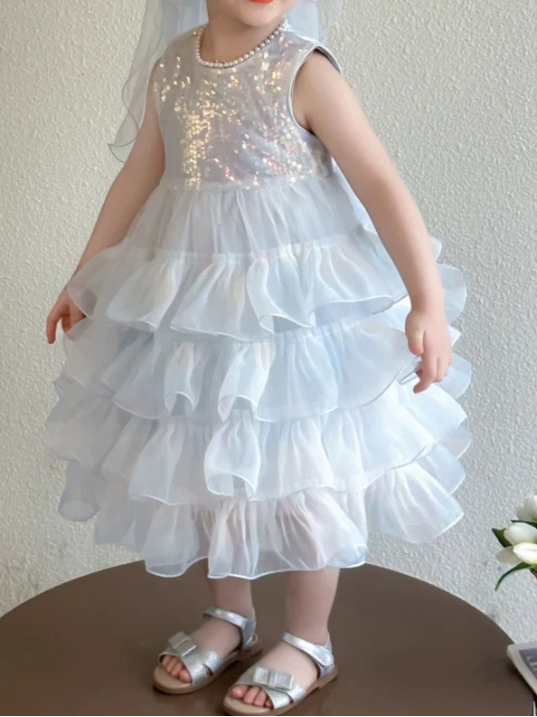 Vestido Infantil Tule Brilhante