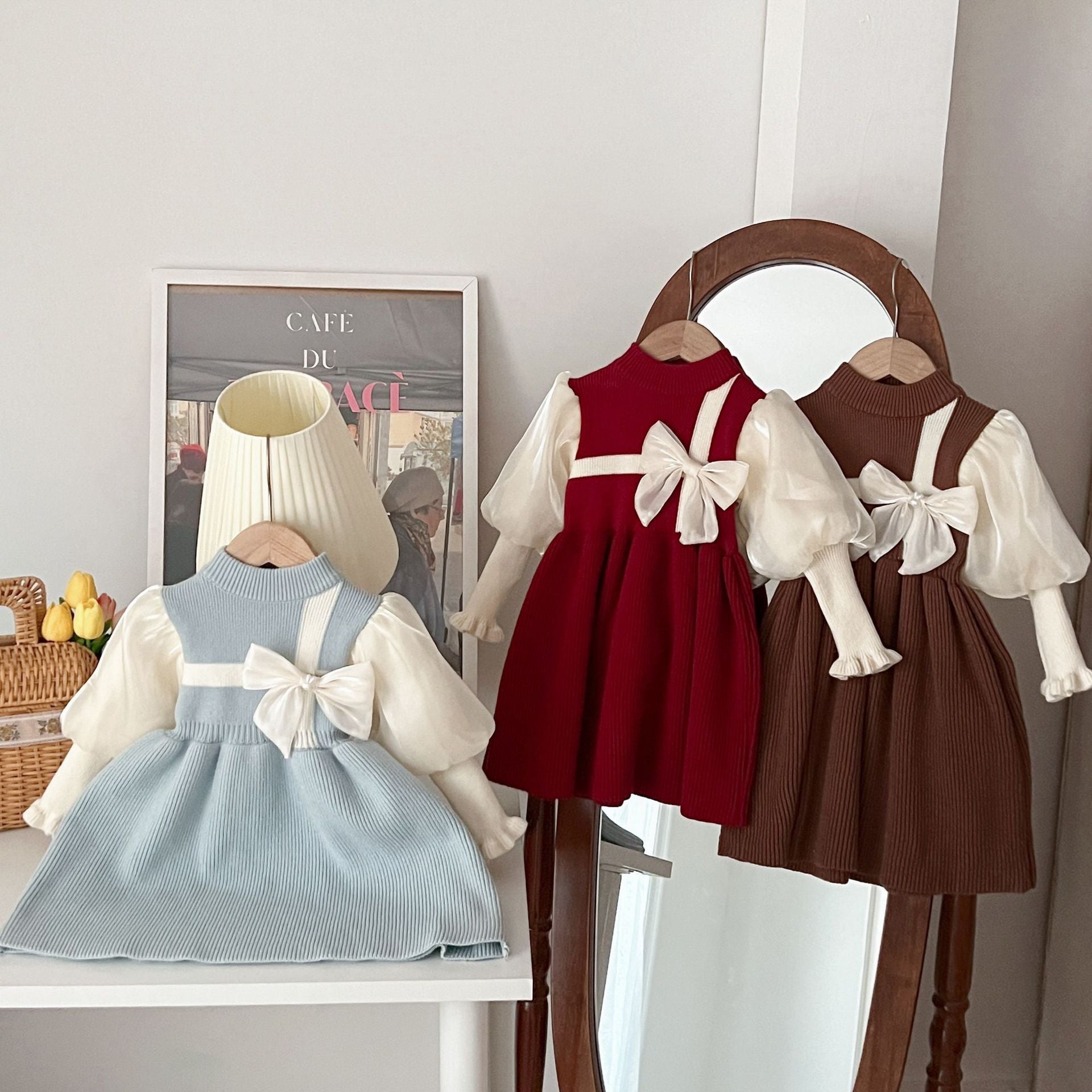 Vestido Infantil Lacinho Mangas Bufante