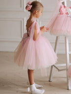Vestido Infantil de Festa Tule Flores