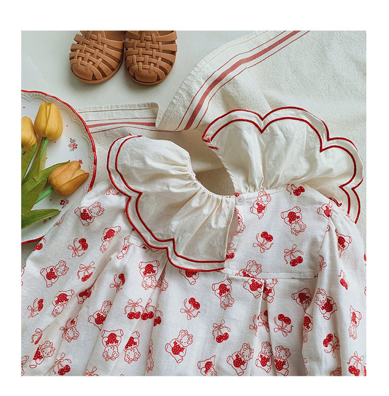 Vestido Infantil Laço Cerejinhas