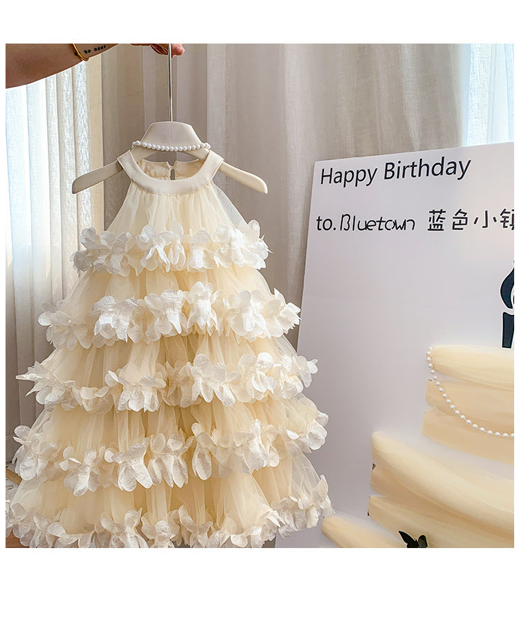 Vestido Infantil Camadas de Flores