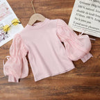 Blusa Infantil Feminina Manga Bufante Lacinhos