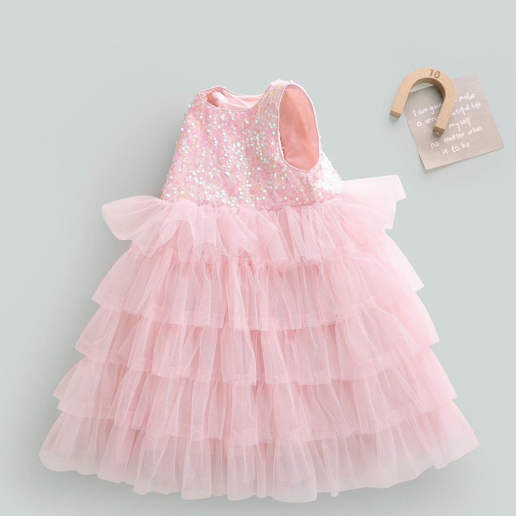 Vestido Infantil Rosa com Brilhos