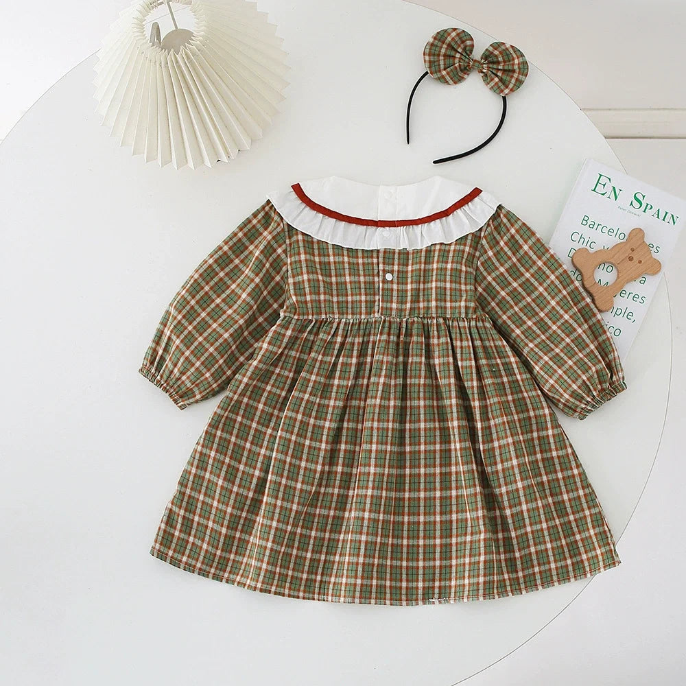 Body/ Vestido Infantil Xadrez Ursinho