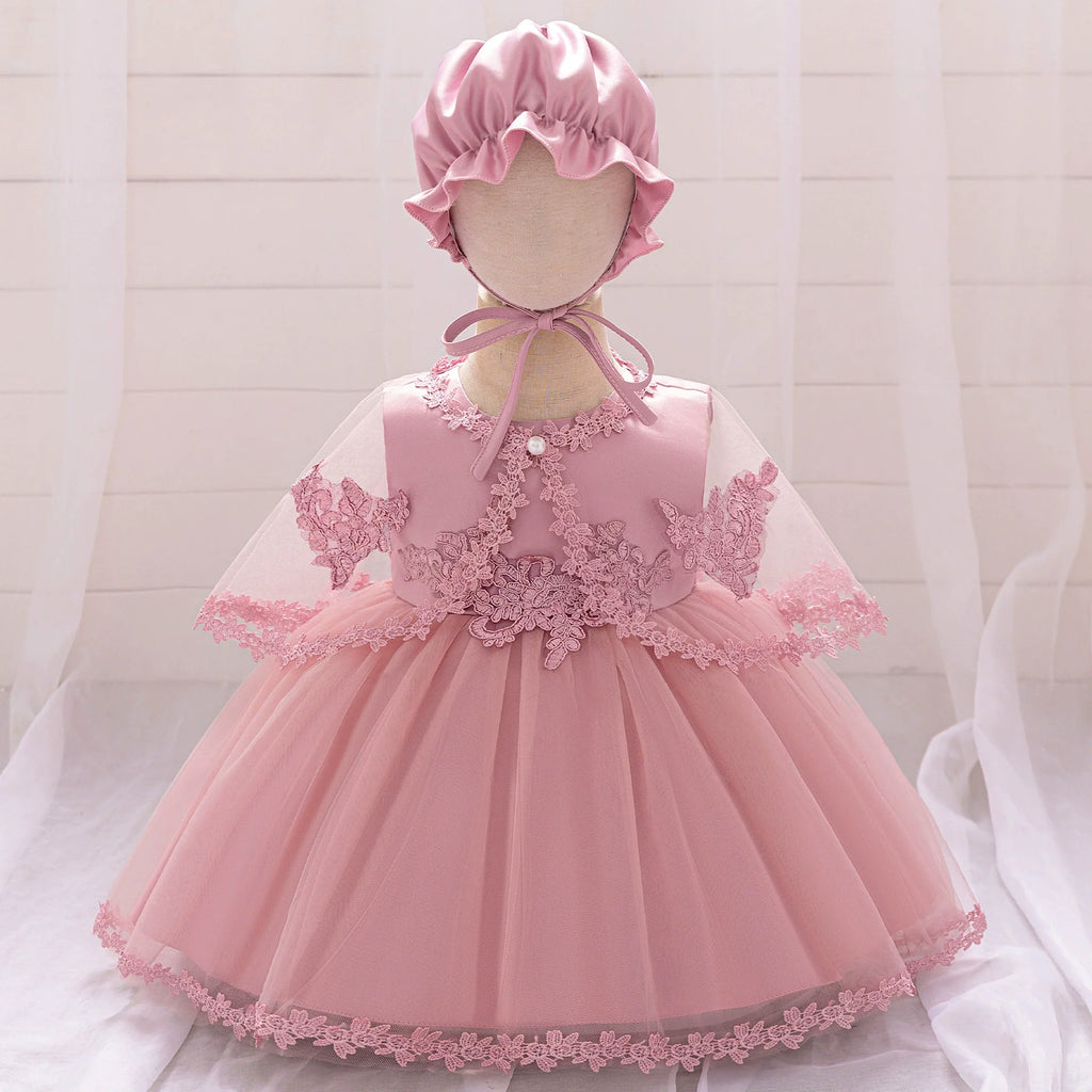 Vestido Infantil Luxo com  Bordado Flores