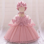 Vestido Infantil Luxo com  Bordado Flores