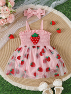 Vestido Infantil Tule Moranguinhos