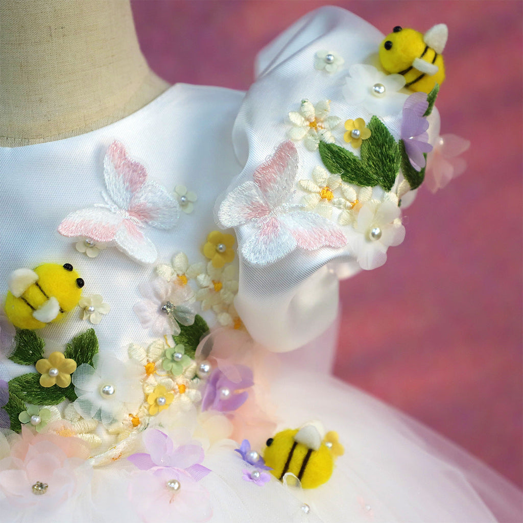 Vestido Infantil Branco Abelinhas