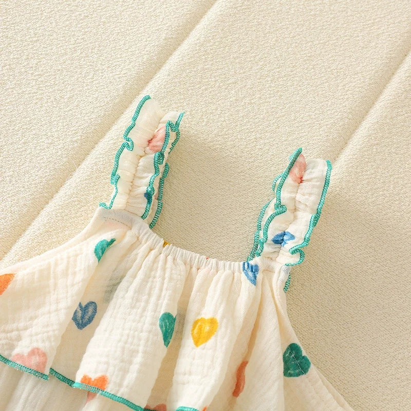 Body Infantil Verão Coraçõeszinhos + Chapéu