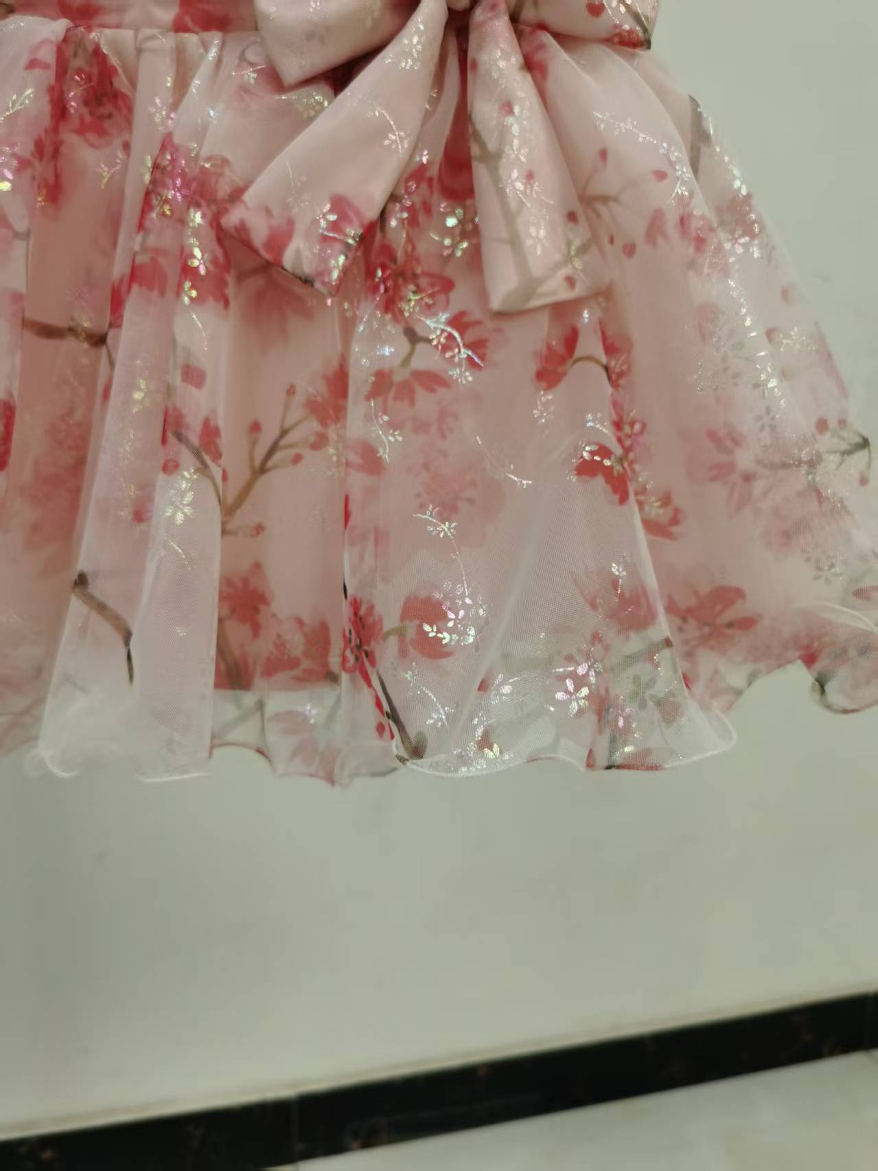 Vestido de Festa  Infantil Floral Lacinho