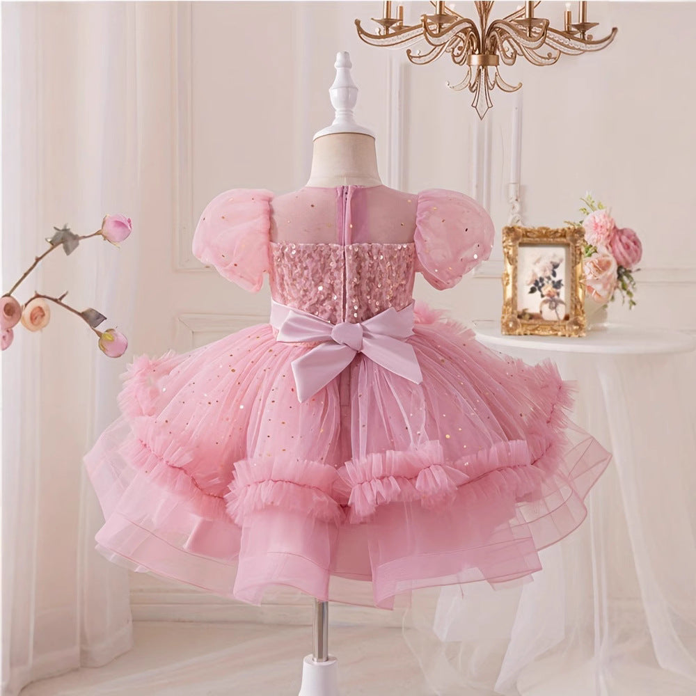 Vestido Infantil Tule Paetês
