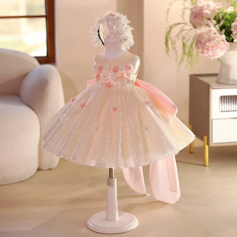 Vestido Infantil de Festa Floral Brilhante