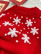 Macacão/ Blusa Infantil Vermelho Florzinhas