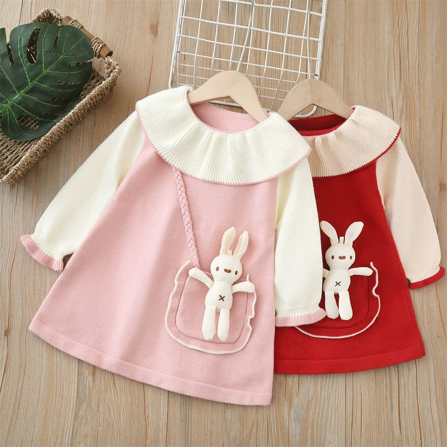 Vestido Infantil De Tricô Coelhinho