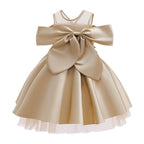 Vestido Infantil De Cetim com Laço