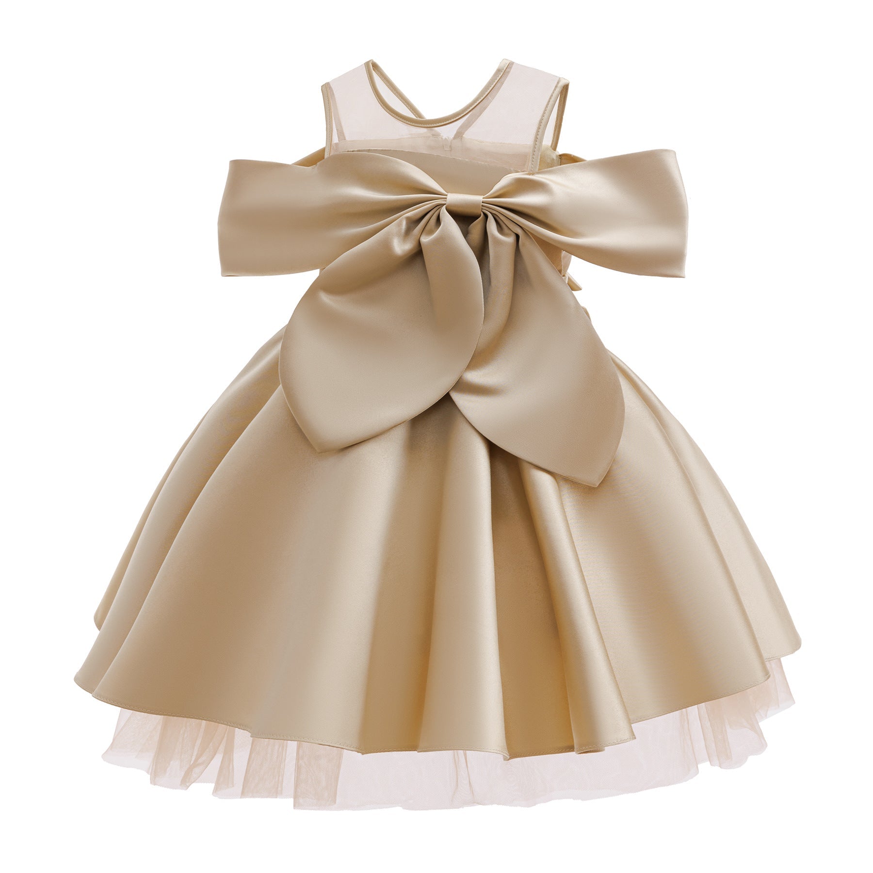 Vestido Infantil De Cetim com Laço