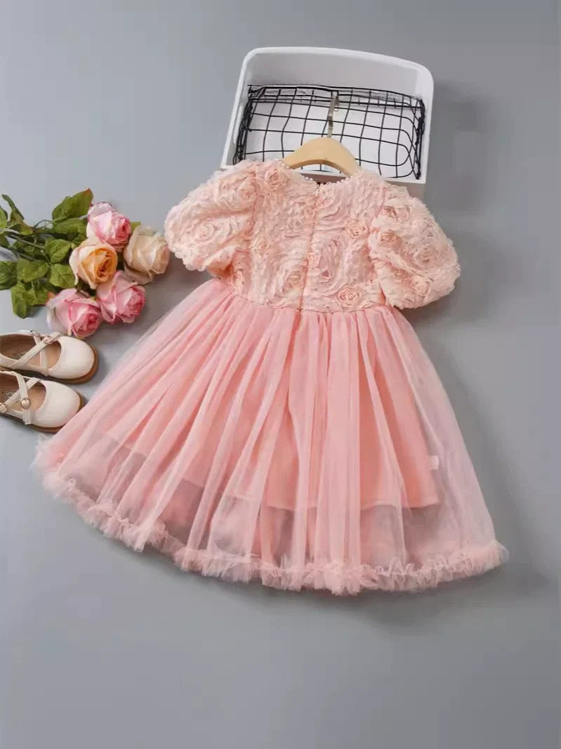 Vestido Infantil Rosa Floral