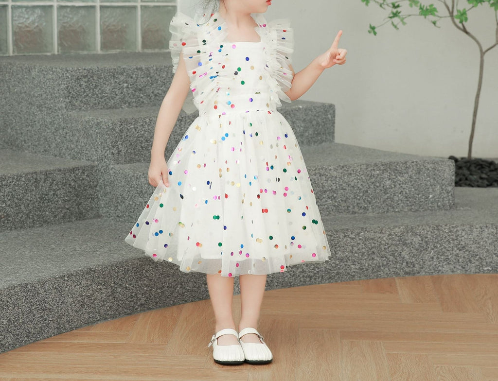 Vestido Infantil de Tule Poá