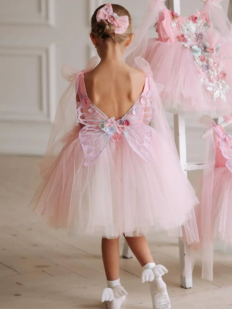 Vestido Infantil de Festa Tule Flores
