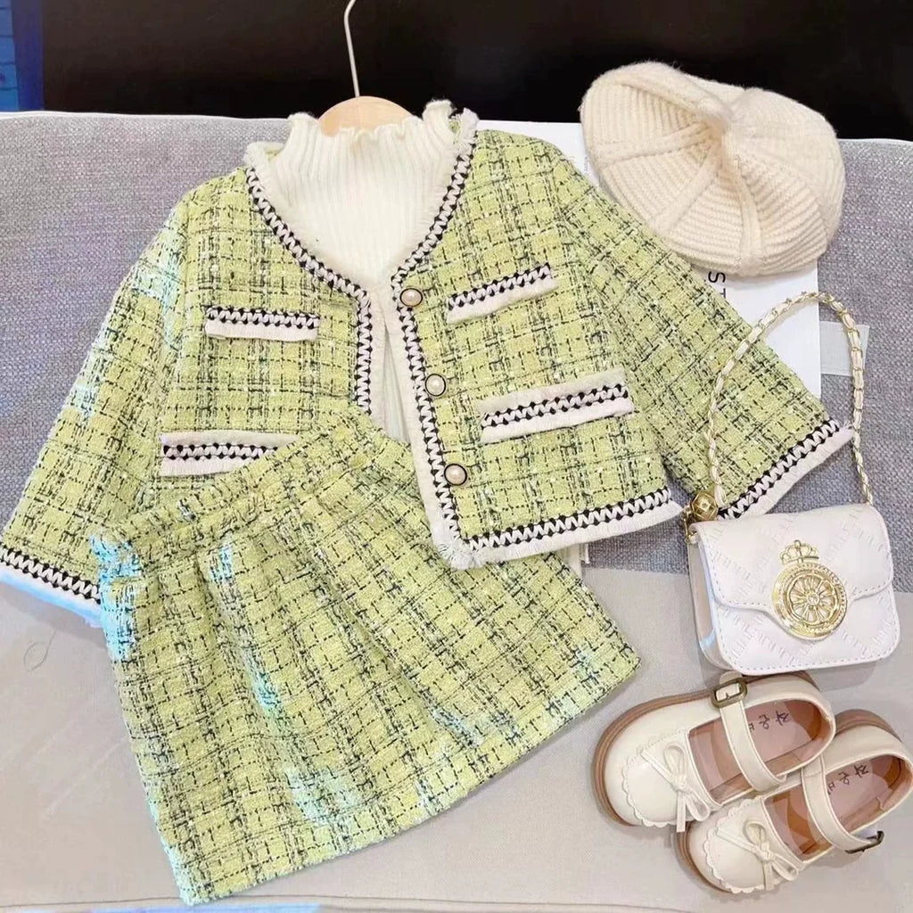 Conjunto Infantil Feminino Tweed Botões