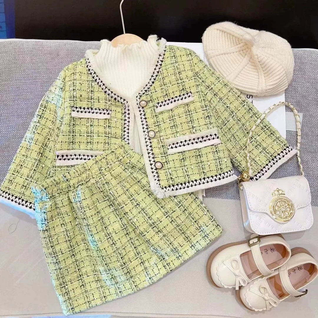 Conjunto Infantil Feminino Tweed Botões