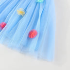 Vestido Infantil de Tule com Asas e Flores