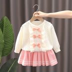 Conjunto Infantil Feminino de Tricô Lacinhos