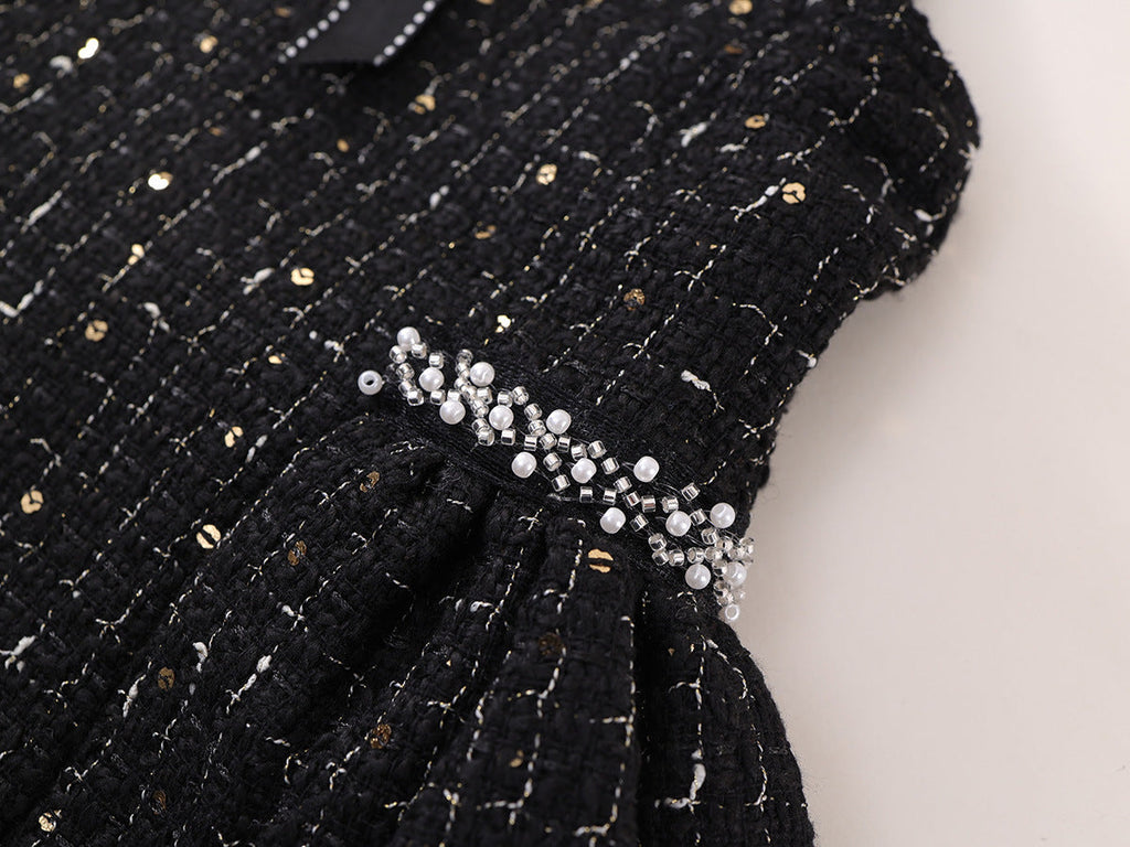 Vestido Infantil Preto Brilhante