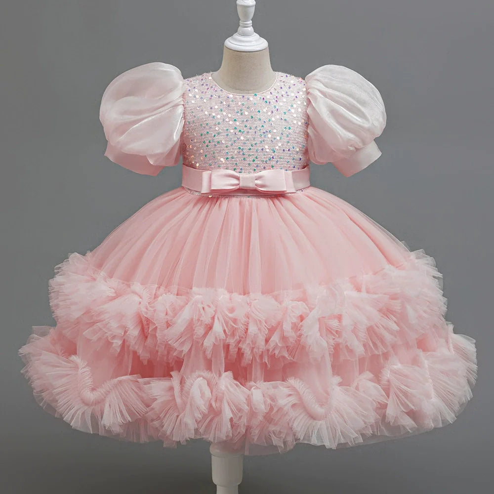 Vestido Infantil Brilhante Bufante