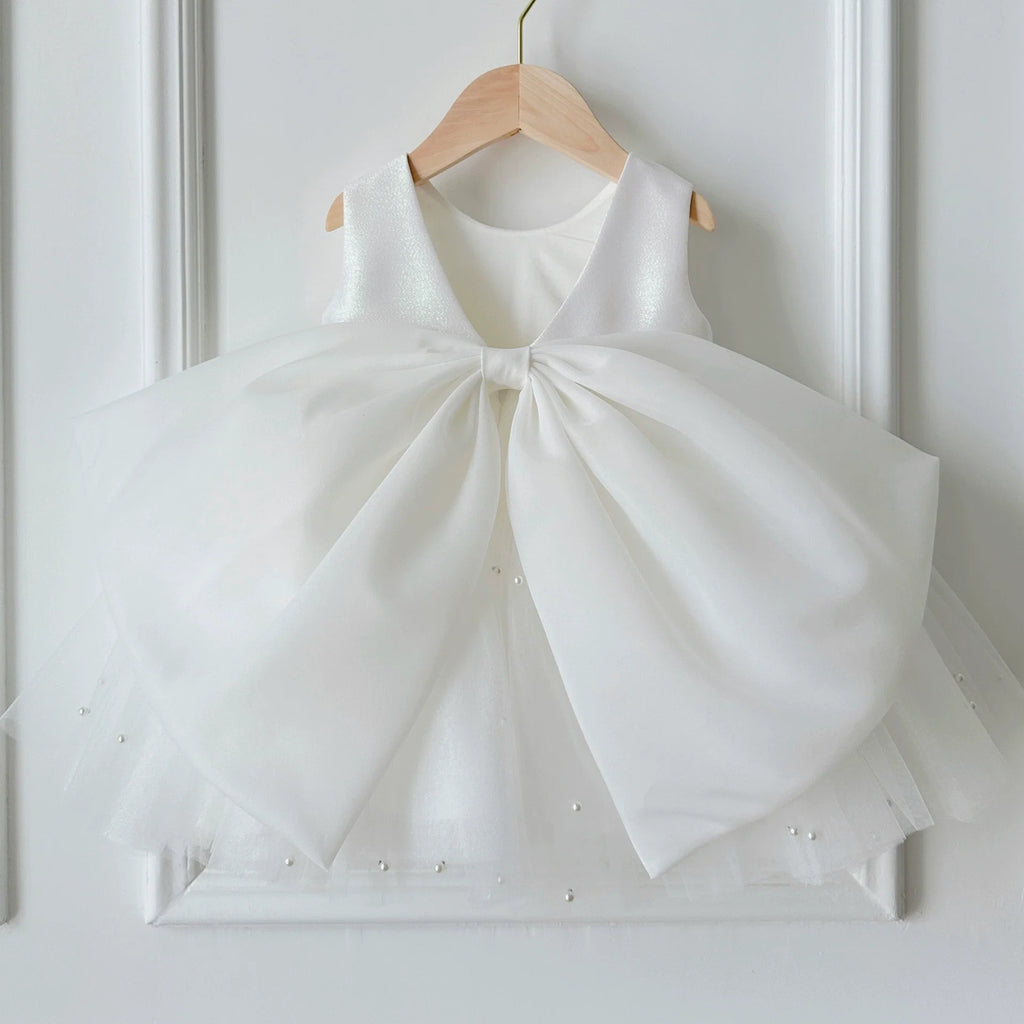 Vestido Infantil de Festa Pérolas  Laço