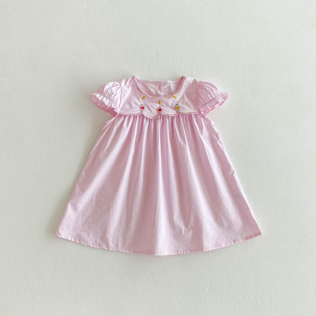 Vestido Infantil Florzinhas e Manga Babadinhos