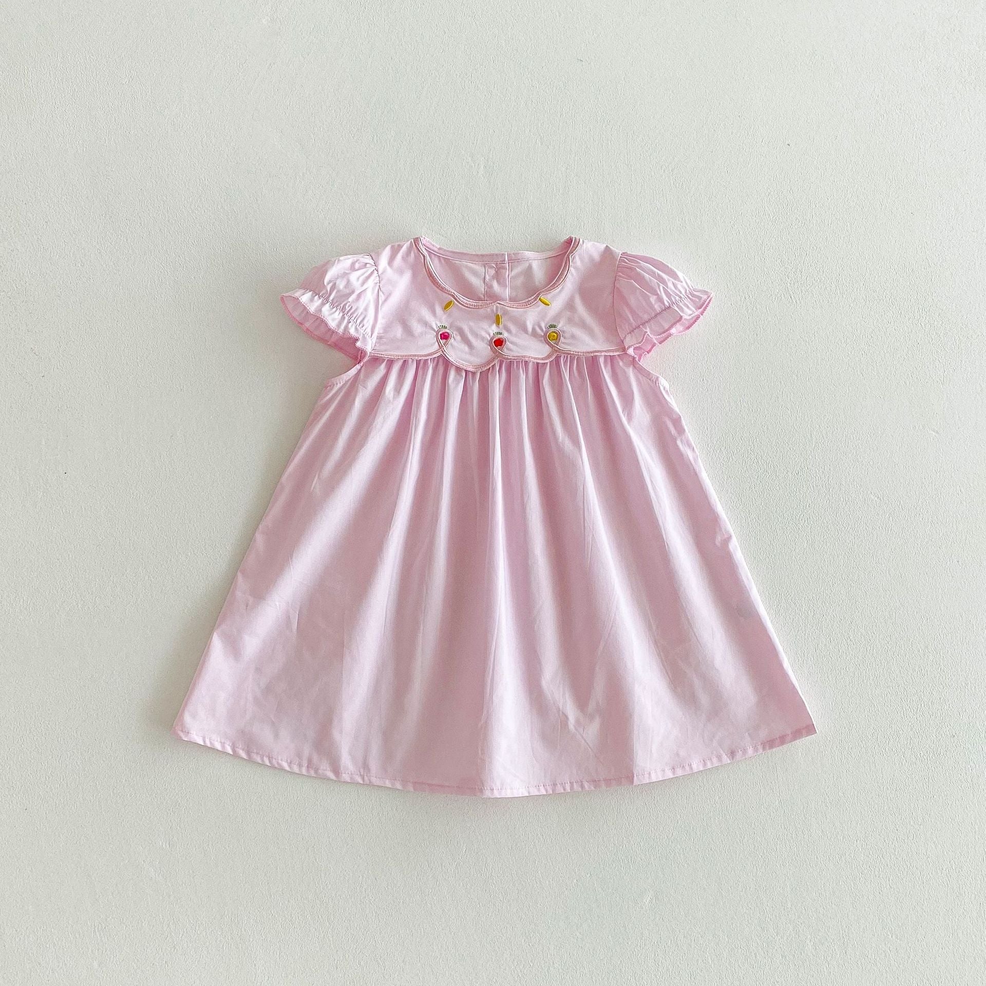 Vestido Infantil Florzinhas e Manga Babadinhos