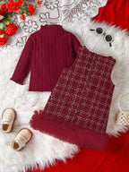 Vestido Infantil Tweed + Manga Longa