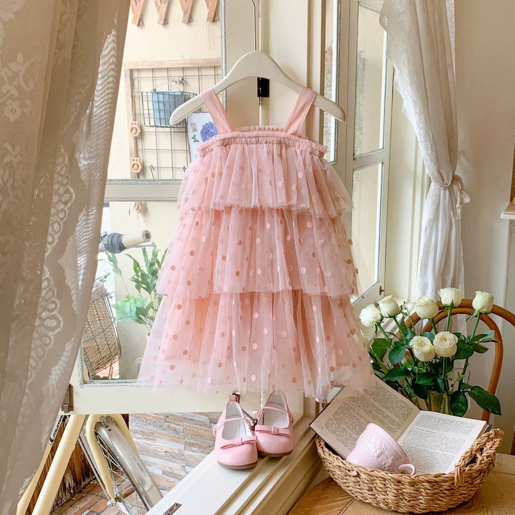 Vestido Infantil Tule Poá