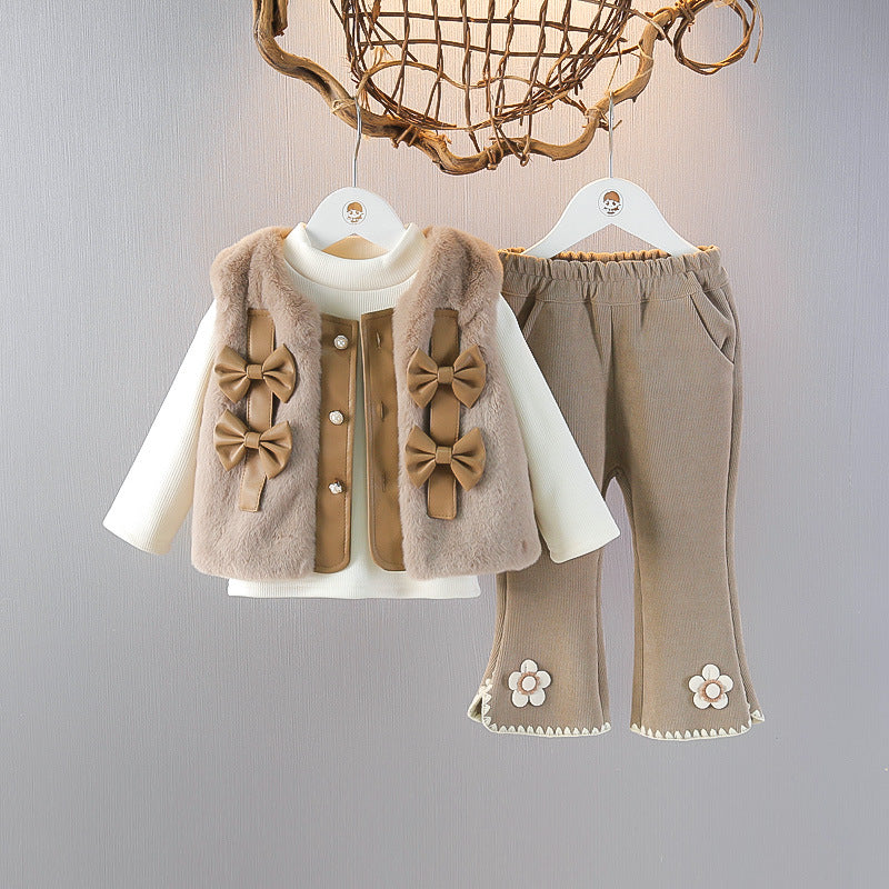 Conjunto Infantil 3 Peças Inverno Laços e Florzinhas