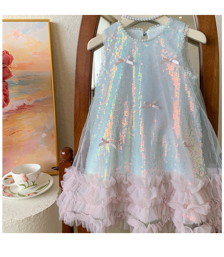 Vestido Infantil Brilhante Lacinhos