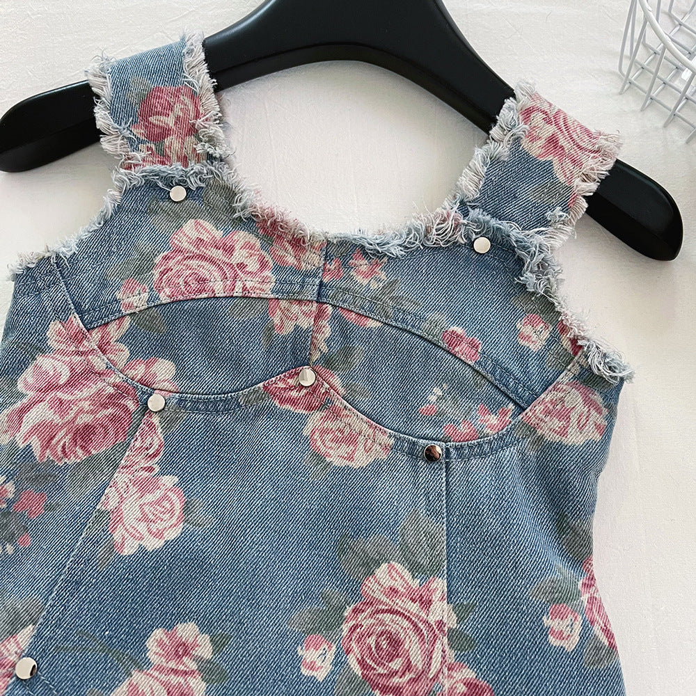 Vestido Infantil Jeans Floral