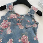Vestido Infantil Jeans Floral