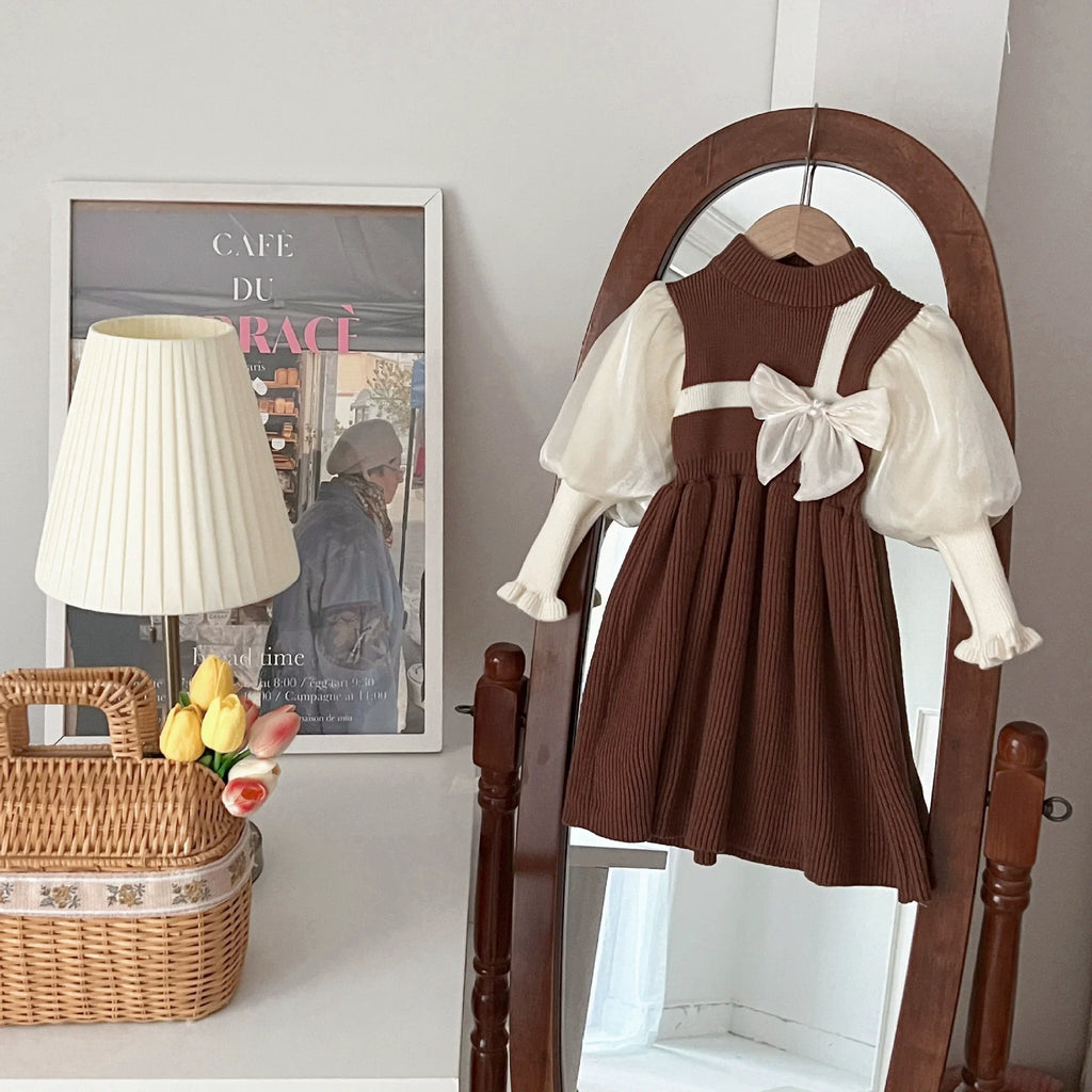 Vestido Infantil Lacinho Mangas Bufante
