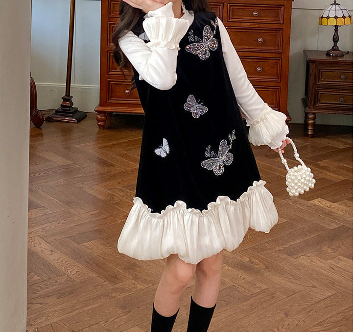 Vestido Infantil Veludo Borboletas