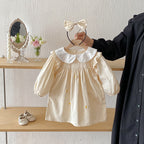 Body/ Vestido Infantil Bege Florzinhas